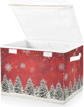 senya Christmas Baskets Collapsible Storage Bins with Lids Christmas Trees Snowflakes Print Storage Boxes Clothes Baskets for Organizing B06D22020