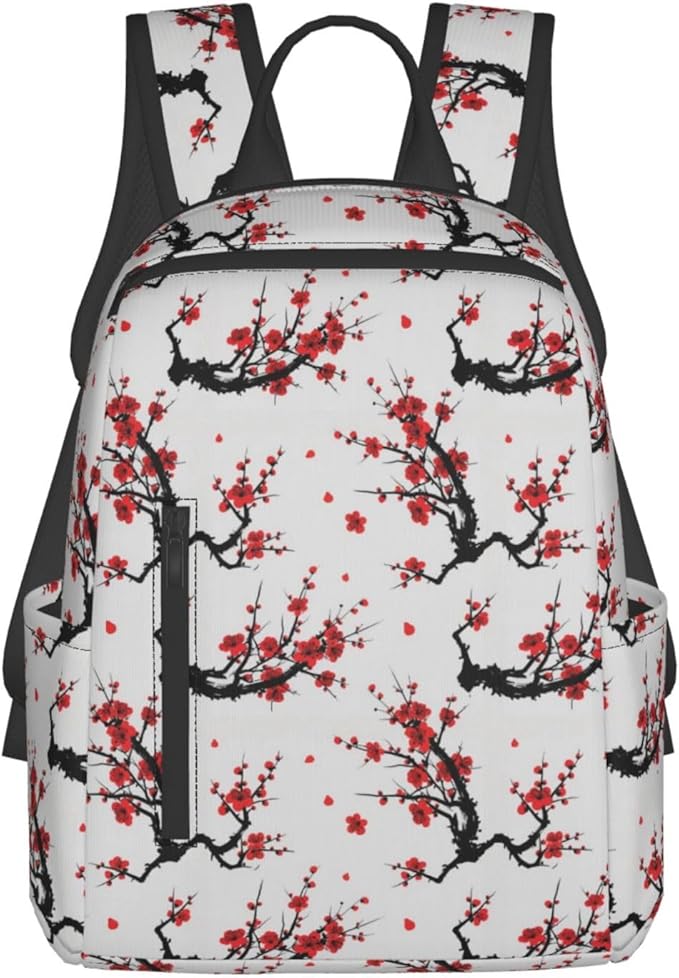 Men Women Bookbag Japanese Watercolor Cherry Blossom Laptop &amp Tablet Backpack for Travel &amp Work