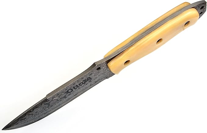 Ottoza Fixed Blade Hunting Knife with Leather Sheath and Horizontal Carry - Bone Handle - Full Tang Outdoor Survival and Camping Knife for Men 315