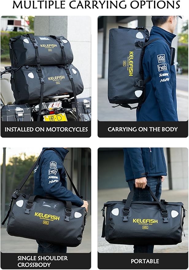 Waterproof Duffel Bag 20L 40L 66L Motorcycle Travel Dry Bag with Quick-fixed Straps for Motorcycling Kayaking Rafting Boating Camping