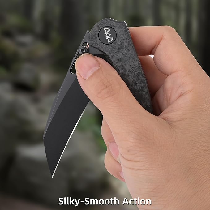 Folding Pocket Knife 3.1 Stonewash Blade EDC Knife with Safety Liner Lock Small Pocket Knife with Clip for Men Sharp Camping Hiking Hunting Survival Knives