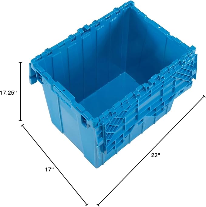 Global Industrial Distribution Container With Hinged Lid 21-7/8x15-1/4x17-1/4 Blue