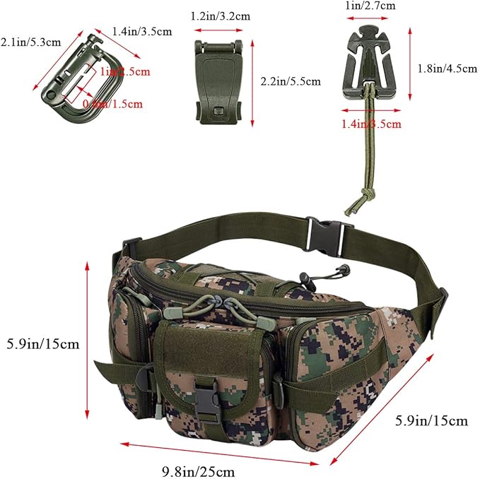 Tactical Fanny Pack Waist Bag Pack Sling Bag Range Bag Utility Hip Bag with Adjustable Strap for Outdoor Sports Jogging Walking Hiking Cycling (DW)