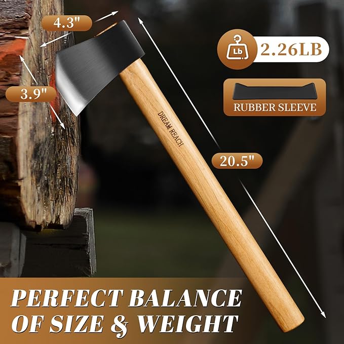 Dream Reach 20.5 Dual - Handed Throwing Axe Professional Throwing Axes and Tomahawks with Wooden Handle Throwing Hatchet for Adults Axe Throwing Game for Backyard Competition