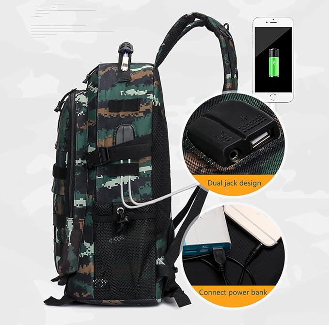 35L Army 3 Days Assault Pack Molle Bag with USB Charging Port Military Tactical Hiking Camping Backpack fit 15.6 Laptop for Men and Women Tabby Camo