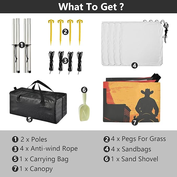 Cowboy4 Stable Beach Tent UPF50+ Protection Waterproof Large Portable Sun Shelter with Sandbags Sand Shovel Poles for Camping Fishing Backyard Fun