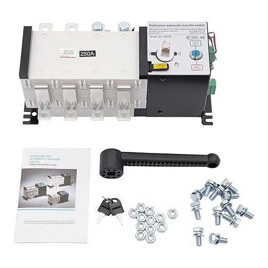250A Automatic Transfer Switch (ATS) 4P 110V 50Hz Manual/Auto Mode Backup Power Switch for Home Hospital Factory