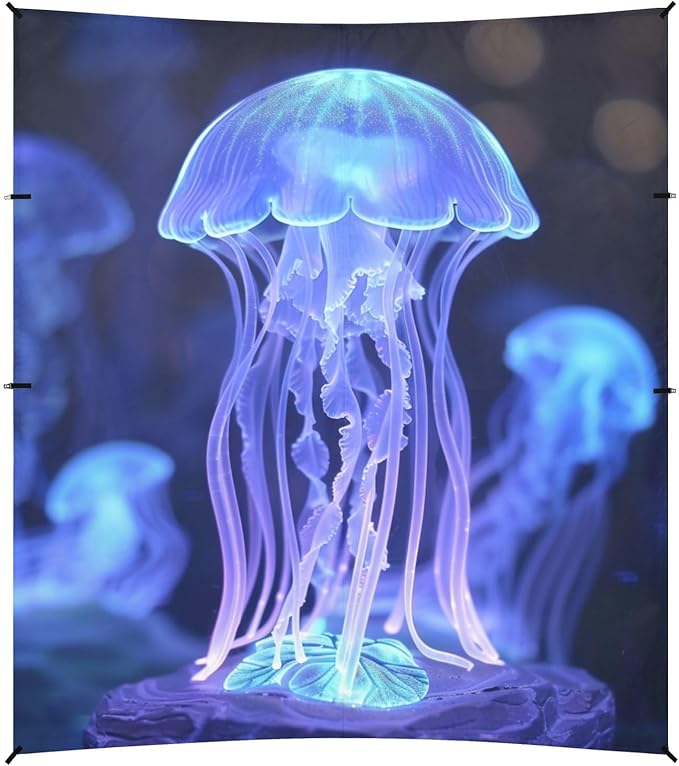 ALAZA Magic Glowing Ocean Jellyfish Beach Tent Sun Shelter Portable Canopy Sunshade for Outdoor Camping Picnics Backyard Fun 10x9 ft