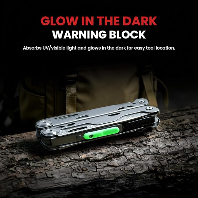 Multitool 29-in-1 Stainless Steel Multi Tool Pliers with Screwdriver Sleeve Damascus Pocket Knife Nylon Sheath for Survival Camping Hunting and Hiking