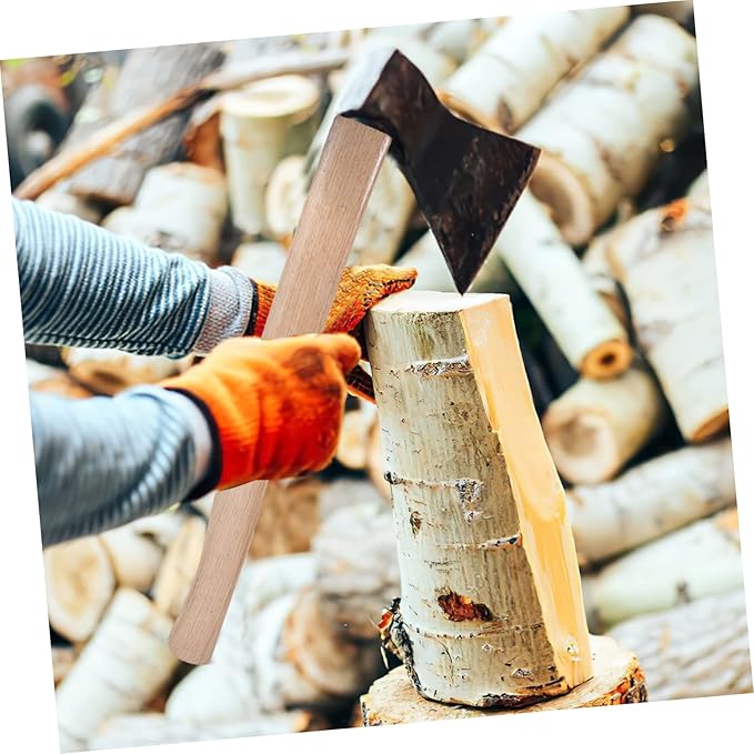 VICASKY 1Set Wooden Hatchet Handle Replacement Ash with Wedges Skid Grip for Easy Installation for Woodworkers and Outdoor Camping Tasks