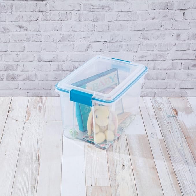 Sterilite 18-Pack Gasket Box Weather-Resistant Storage Bins with Latching Lids 20 Quart - Heavy-Duty Organizing Containers for Closet Bathroom and Office