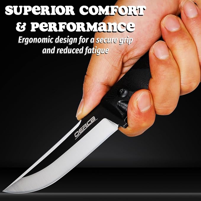 OERLA WS-0018 Fixed Blade Knife 7.76 Inches Full-Tang 420HC Steel Tactical Style Outdoor Camping Knife with G10 Handle and Kydex Sheath