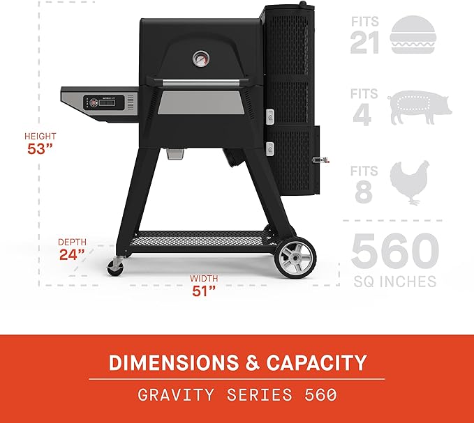 Masterbuilt® Gravity Series® 560 Digital Charcoal Grill and Smoker with Digital Control App Connectivity and 560 Cooking Square Inches in Black Model MB20040220