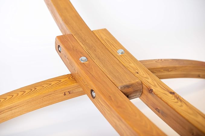 LA SIESTA® Elipso Nature Wood Hammock Stand for Indoor and Outdoor FSC-Certified Larch Wood Stand Wooden Hammock Stand only for Double Hammocks Heavy Duty Hammock Stand Hammock Frame - Double Size