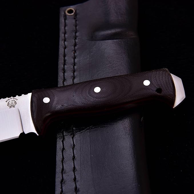 Bushcraft Knife with Sheath11.5 inch Fixed-Blade Handmade Outdoor Full Tang Knives Camping Knives Hunting Knives Survival Tactical Camp Knives Made of D2 Steel (BROWN)