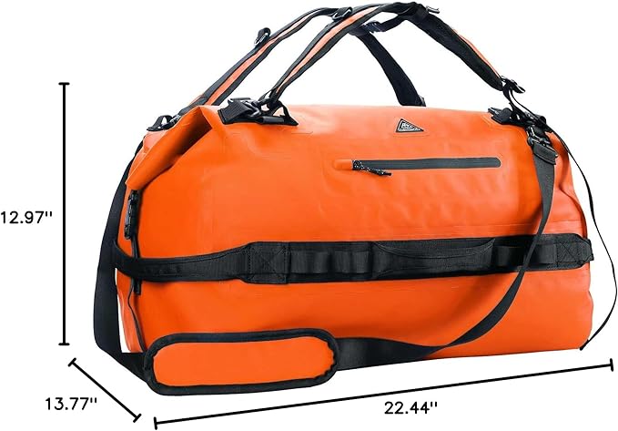 Haimont Large Waterproof Duffel Backpack Roll-Top Heavy Duty Dry Duffle Bag for Boating Travel Motorcycle Kayaking Camping 60L