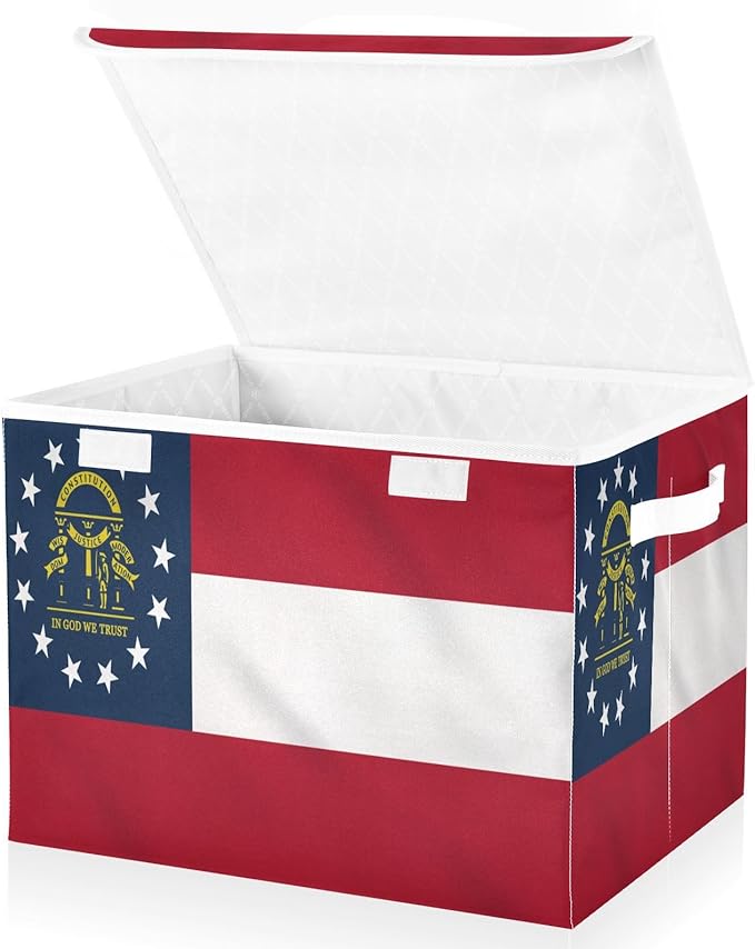State Of Georgia Ga Flags Storage Containers with Lids Stackable Clothes Organizer Clothes Storage Bins for School