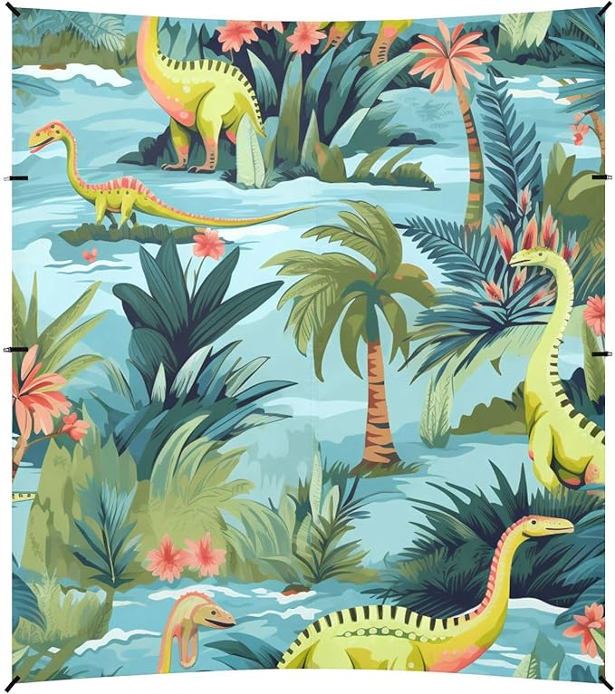 ALAZA Tropical Dinosaur Palm Tree Beach Tent Sun Shelter Portable Canopy Sunshade for Outdoor Camping Picnics Backyard Fun 10x9 ft