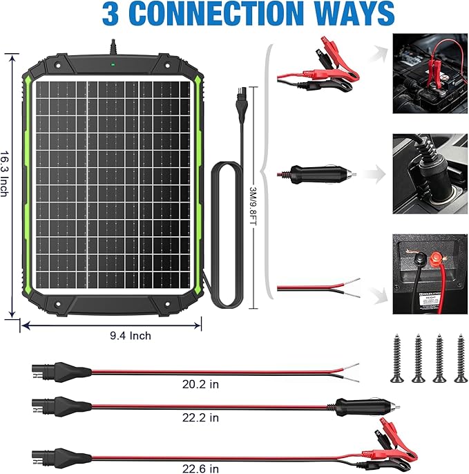 Sun Energise 25W 12V Solar Powered Battery Charger &amp Maintainer Built-in Smart MPPT Charge Controller Waterproof 25 Watt 12 Volt Solar Panel Trickle Charging Kits for Car Auto Boat RV Marine Tra