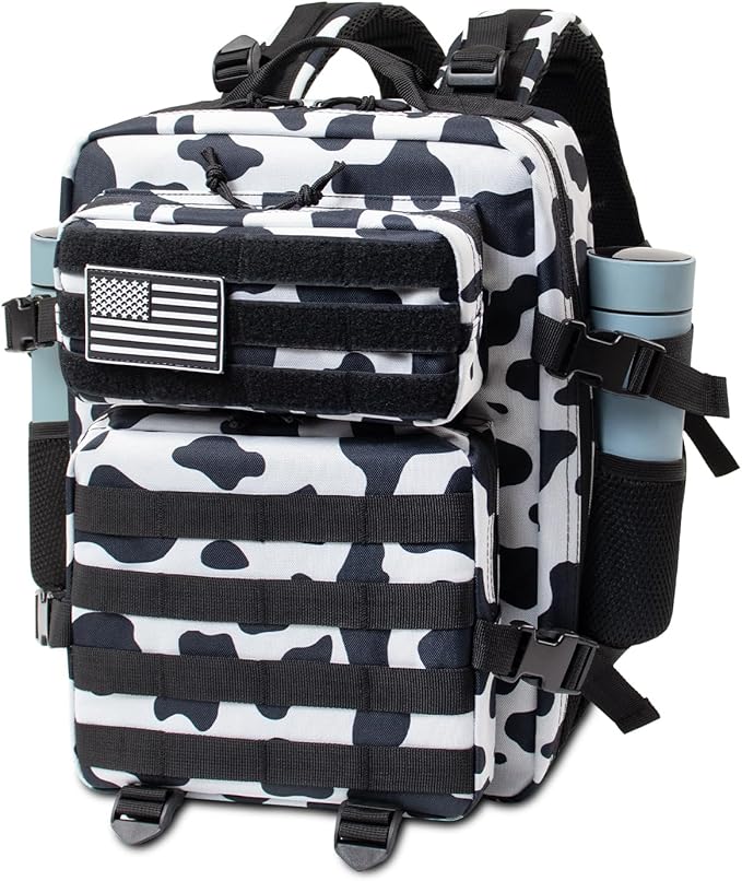 25L Small Military Tactical Backpacks For Men Camping Hiking Trekking Daypack With Bottle Pouch Bug Out Bag Lage MOLLE DayPack - 25L Cow Print Backpack