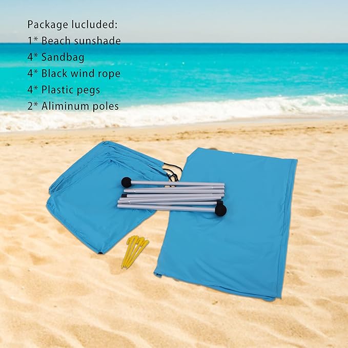 GREEN PARTY Beach Tent Canopy 7×7 FT Sun Shelter Outdoor Tent UPF50+ Protable Family Tent with 4 Sandbag Anchors 2 Pole Pop Up Outdoor Shelter for Beach Camping Fishing Backyard and Picnics