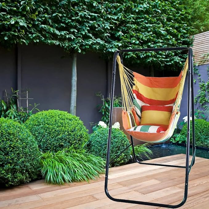 Hammock Chair with Stand - Heavy-Duty Max 450 Lbs Swing Stand for Indoor/Outdoor Patio Yard (Orange)