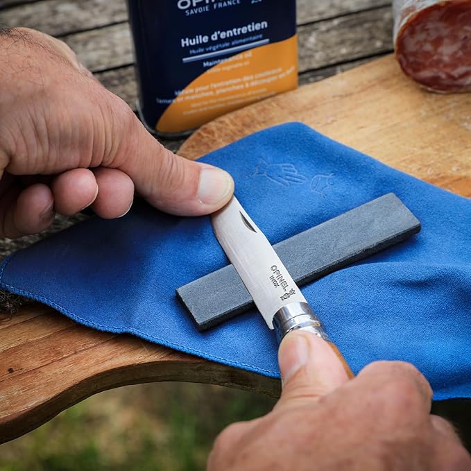 Opinel Colorama Series No. 8 - Stainless Steel Everyday Carry Folding Pocket Knife with Leather Strap Painted Hornbeam Handles