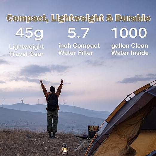 Miniwell L630 Portable Water Filter with Upgraded Vacuum Packaging - 25 Year Storage Long Lasting and Versatile Usage Options 2 Pack Filter and 1L Bottles