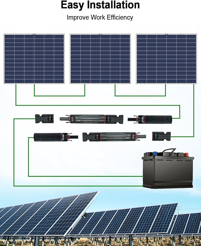 25A -1000V Solar Fuse Holder Inline with 5PCS Male and Female Connector Weatherproof and Fire-Safe PV in-Line Fuse 10PCS Black