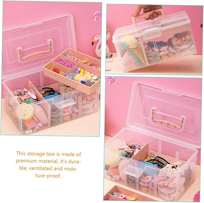 STOBAZA Storage Organizer Box Student Desk Organizer Large Capacity Lid Storage for Cotton Pads Hairpins Lipstick