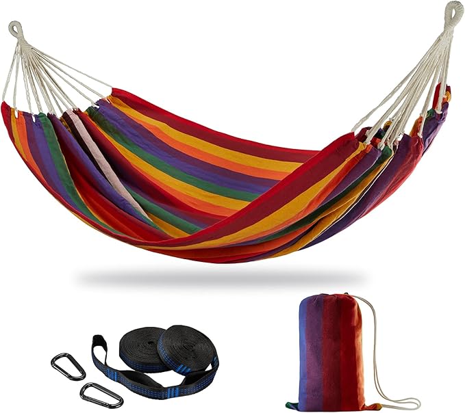 CHULIM Brazilian Double Hammock with Tree StrapsExtra Large 240x160cm2 Persons Hammock for Backyard Patio Outdoor and Indoor450lbs Weight CapacitySoft Woven Cotton Fabric
