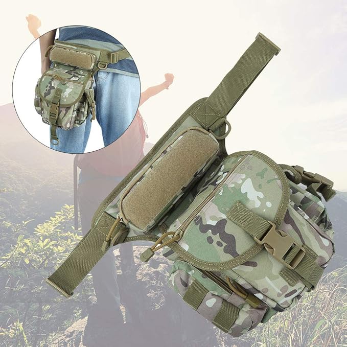 Ox Cloth Drop Leg Bag Tactical Photography Pouch with Quick Access Multifunctional Sports Leg Pack for Outdoor Activities Durable Drop Leg Bag with Adjustable Strap (CP (spot) One Size)