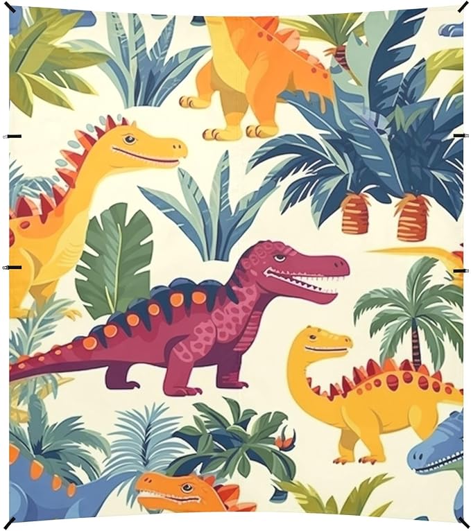 ALAZA Dinosaurs Seamless Pattern Dinos Palms and Berrie Beach Tent Sun Shelter Portable Canopy Sunshade for Outdoor Camping Picnics Backyard Fun 10x9 ft