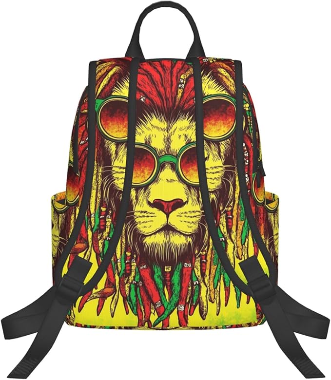 Backpack for Hiking Travel jamaican rasta flag rastafarian reggae lion Bookbag