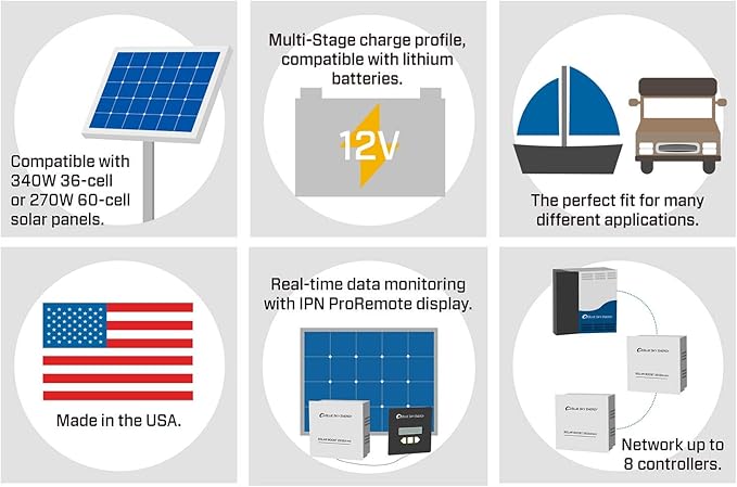 Solar Boost SB2512iX-HV-Li 25A MPPT Solar Charge Controller for 4S LiFePO4 Batteries. Auxiliary Output for Dual Battery Charge or 25A LVD Load Output