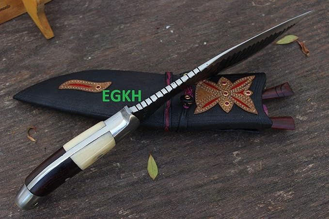 12 Inches Eagle Survival Rust Free Kukri - Custom Made Khukuri - Best Survival Handmade Tools Knife - High Carbon Steel 5160 Spring Steel Blade with Rosewood and Water Buffalo Bone Handle