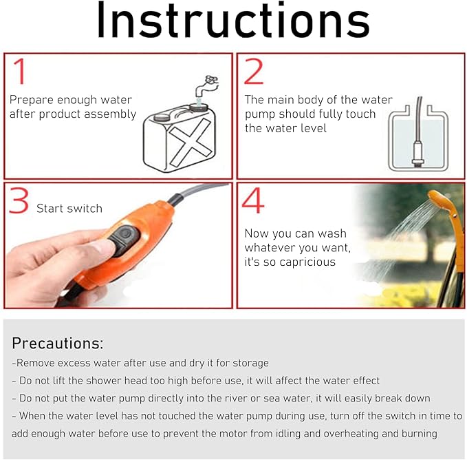 Haueeschoen Camping Shower Portable Shower Car Shower Set 12V Portable Outdoor Automobile Water Spray Pumps Camping Nozzle Kit for Outdoor Camping Travel Car Pet Dog Shower