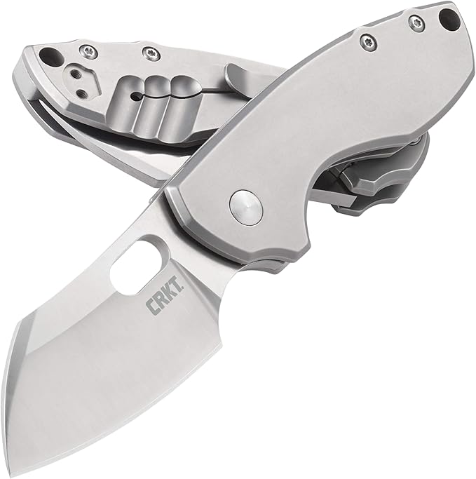 CRKT Pilar EDC Folding Pocket Knife: Compact Everyday Carry Satin Blade with Finger Choil Thumb Slot Open Frame Lock Stainless Handle Reversible Pocket Clip 5311