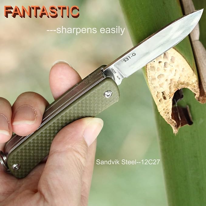 Ruike Keychain Small Pocket KnifeFolding 6 in 1 Multitool12C27 Steel StainlessG10 HandleMini EDC Tactical Camping Army Tac Survival Hunting GearKey Compact ScissorsScrewdriverBottle Opener Tool