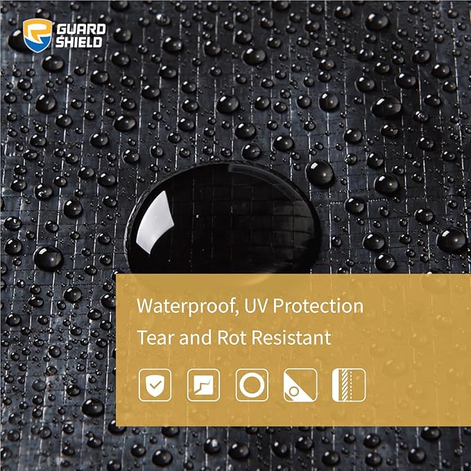 GUARD SHIELD Tarp 12x16 Feet Waterproof Black/Silver Tarps 8Mil Multi Purpose UV Resistant Cover for OutdoorCampingTentBoats