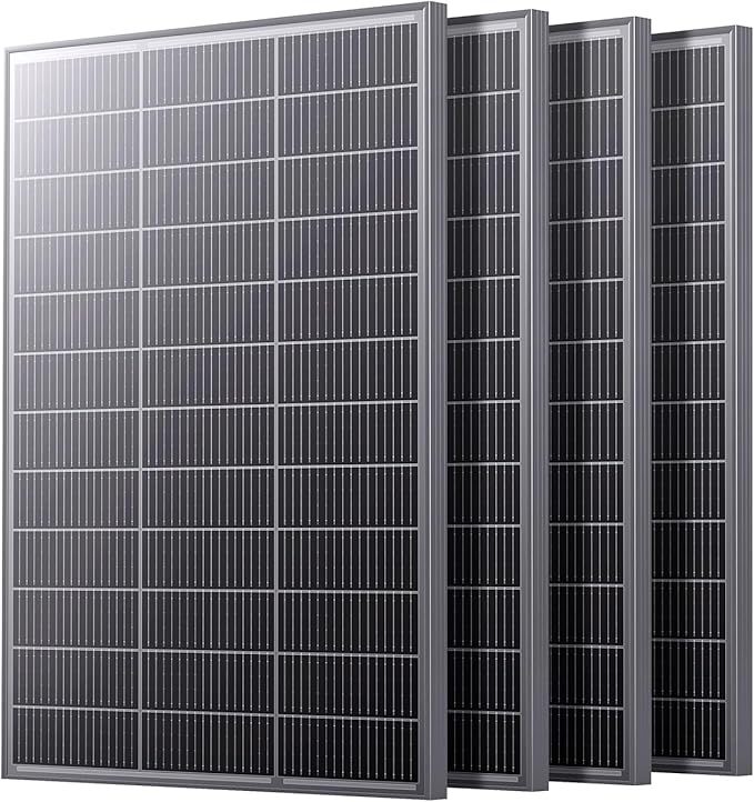 N-Type 16BB 400 Watt Solar Panel 4×100W Solar Panels 25% High Efficiency Monocrystalline PV Modules Compact Space-Saving for 12V/24V/48V Systems RV Rooftop Off-Grid &amp Home Backup