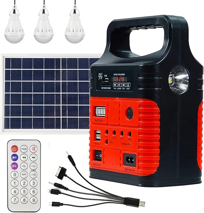 Solar Generator - Portable Power Station for Emergency Power SupplyPortable Generators for CampingHome Use&ampOutdoorSolar Powered Generator With Panel Including 3 Sets LED Light (Red Color)