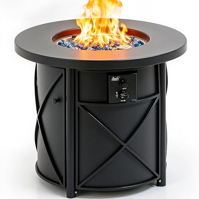 BALI OUTDOORS 50000 BTU Propane Fire Pit for Outdoor 30 in Fire Pit Table Outdoor Round Firepits for Outside Backyard Patio