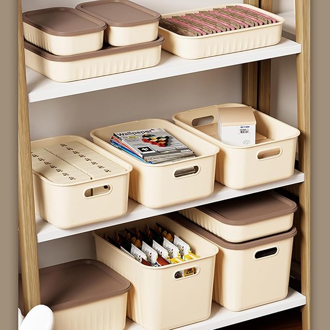 6 Pack Plastic Storage Bins Containers with Lids Sensory Bin with Handle  Craft Snacks Storage Organizing Container for Home Office and School Supplies Stackable Durable Multi-Purpose Box/Bin