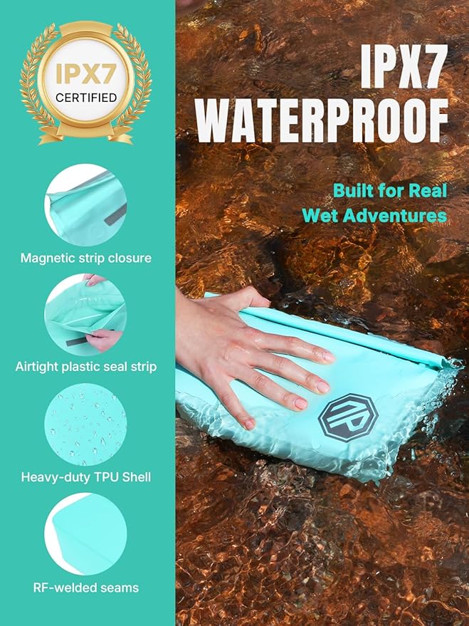 niphean IPX7 Waterproof Fanny Pack with Magnetic One-Hand Closure Durable Waterproof Dry Bag for Kayaking Paddle Boarding Beach Cruise Essentials 2.5L Phone Pouch Dry Bags for Men Women Mint