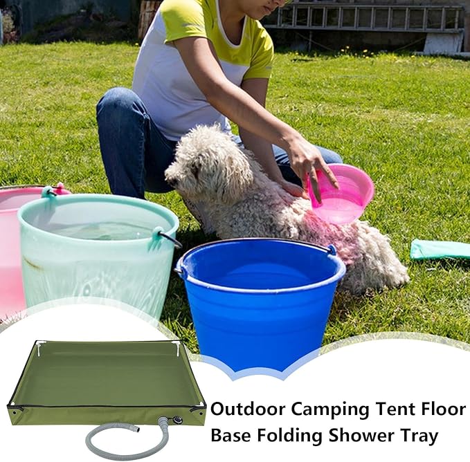 Portable Shower Pan - Foldable Camping Shower Base Leakproof Water Container Wash Basin Lightweight Outdoor Gear | Travel Bathhouse Bucket for Beach Tent RV Men Women
