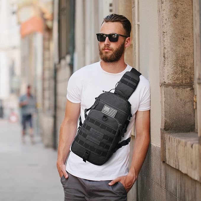 G4Free EDC Bag Tactical Sling Bag Backpack Molle Chest Shoulder Assault Pack Rectangular Outdoor Daypack