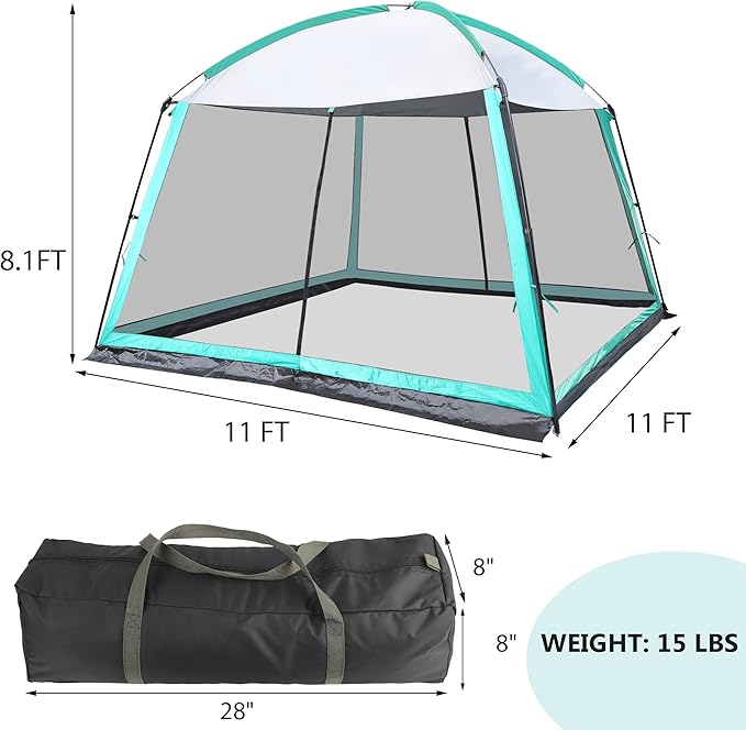 GREGIN Screen House Tent and Metal Camping Table Bundle-Waterproof &amp UV Protection Canopy Shelter with Sturdy Foldable Table Suitable for Camping Backyard Picnic