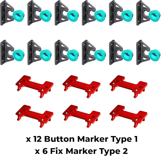 Button Fix Type 2 Bracket Marker Connecting 90 Degree Panels with New Upgraded Button (12 Sets + 6 Marker Guides)