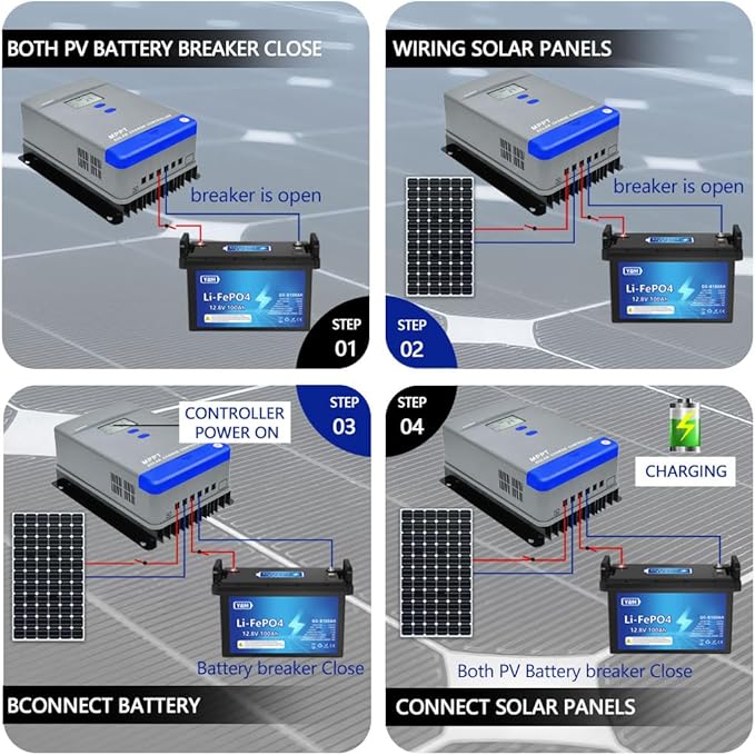 60A MPPT Solar Charge Controller 12V/24V/36V/48V Auto Battery Regulator LCD DisplayMAX PV Panel Input 3120W for AGM Gel Flooded and Lithium Battery Charging High-Efficiency Energy Conversion